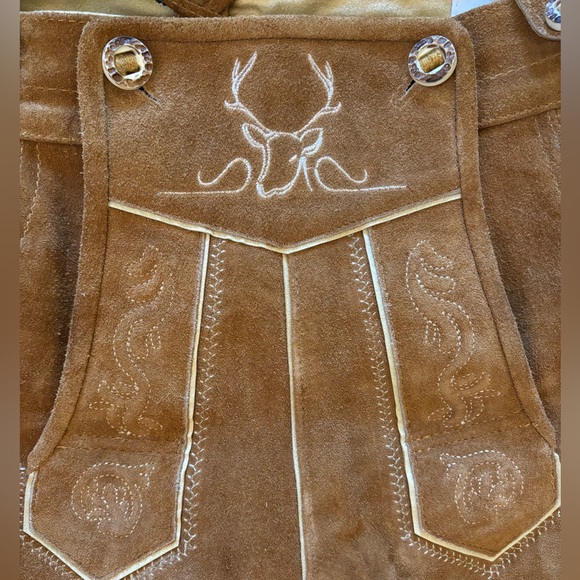 Brown Suede Lederhosen with Suspenders - Picture 2 of 9